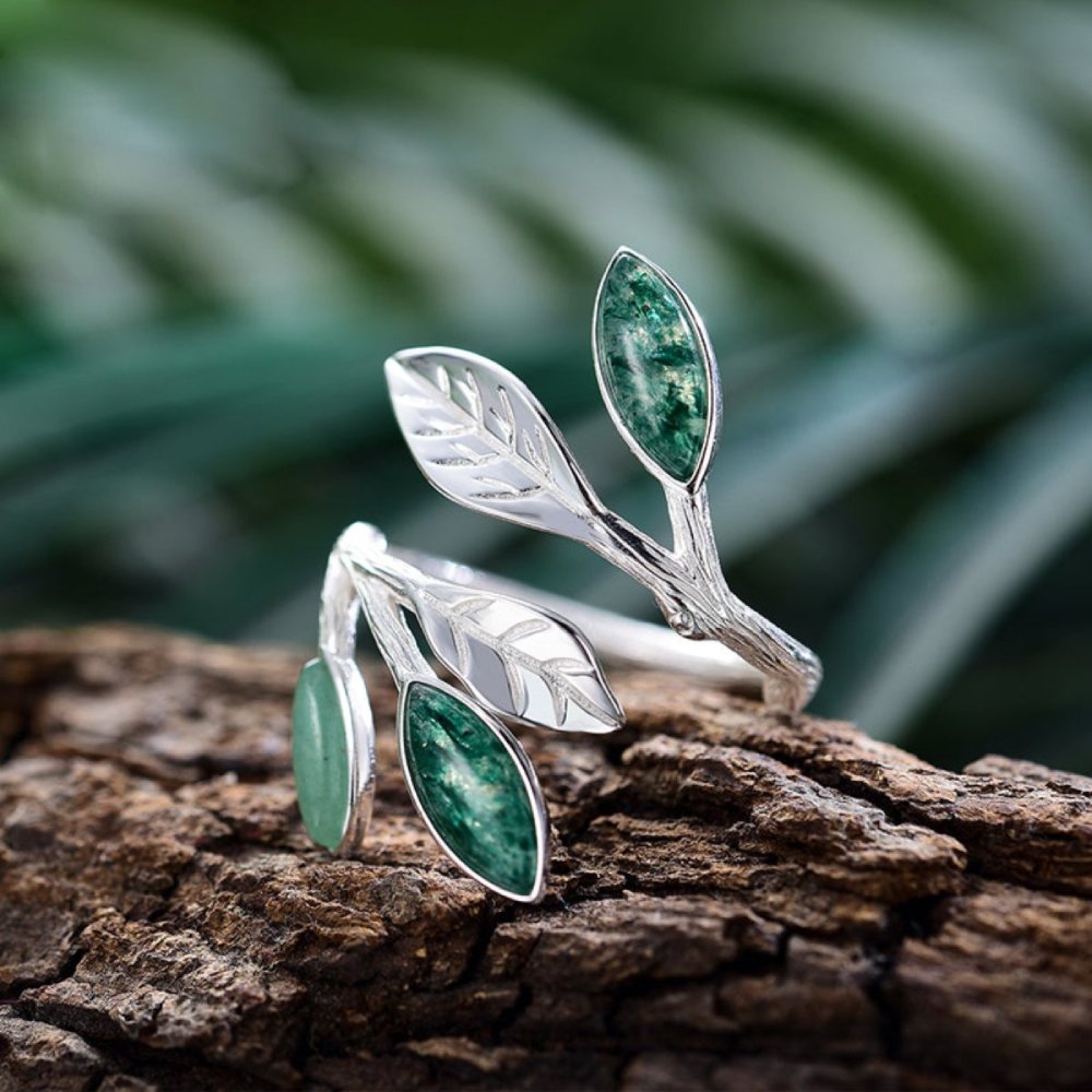 Elegant Aventurine 925 Sterling Silver Adjustable Ring - Rings - Pretland | Spiritual Crystals & Jewelry