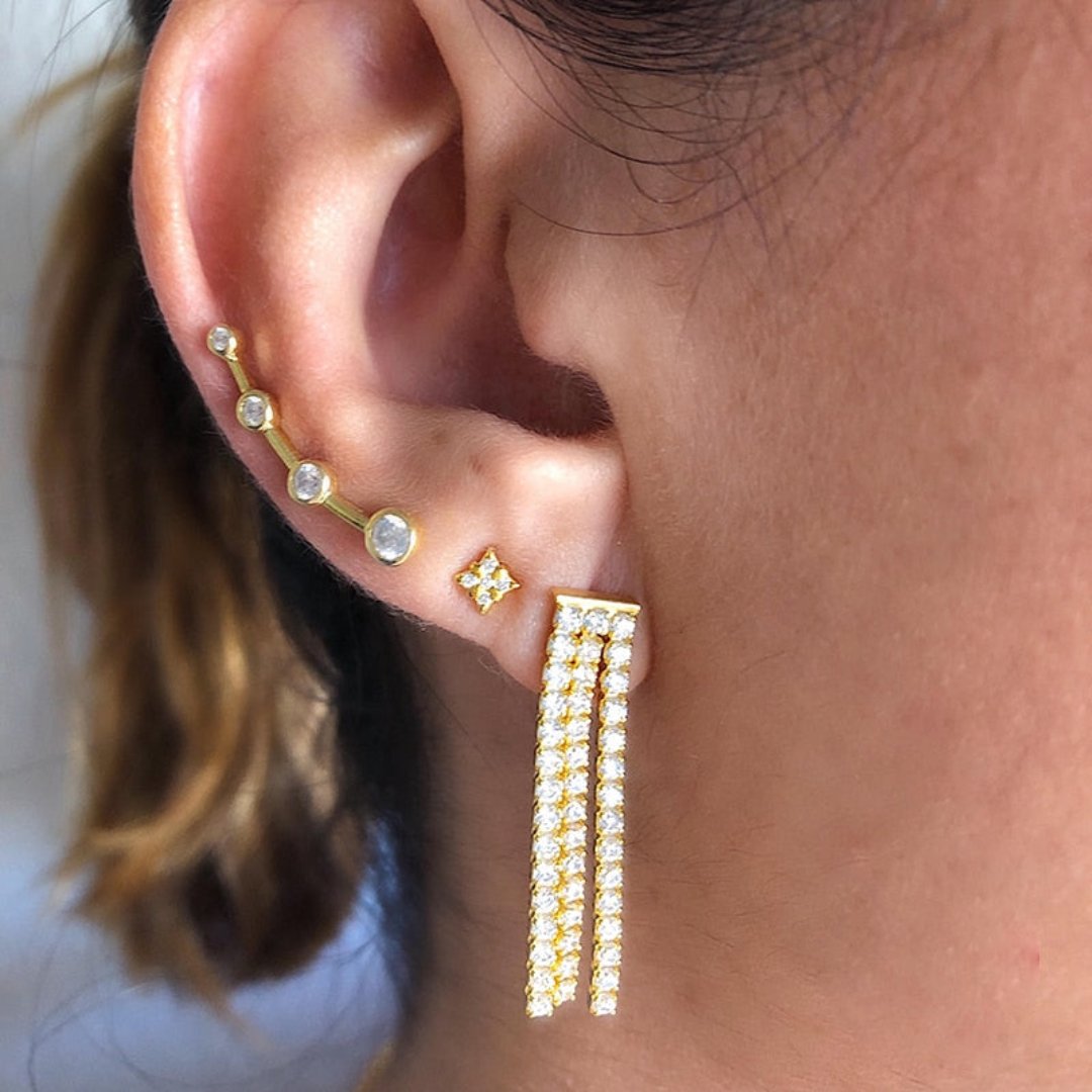 Sofia Zirconia 925 Sterling Silver Stud Earrings - Stud Earrings - Pretland | Spiritual Crystals & Jewelry