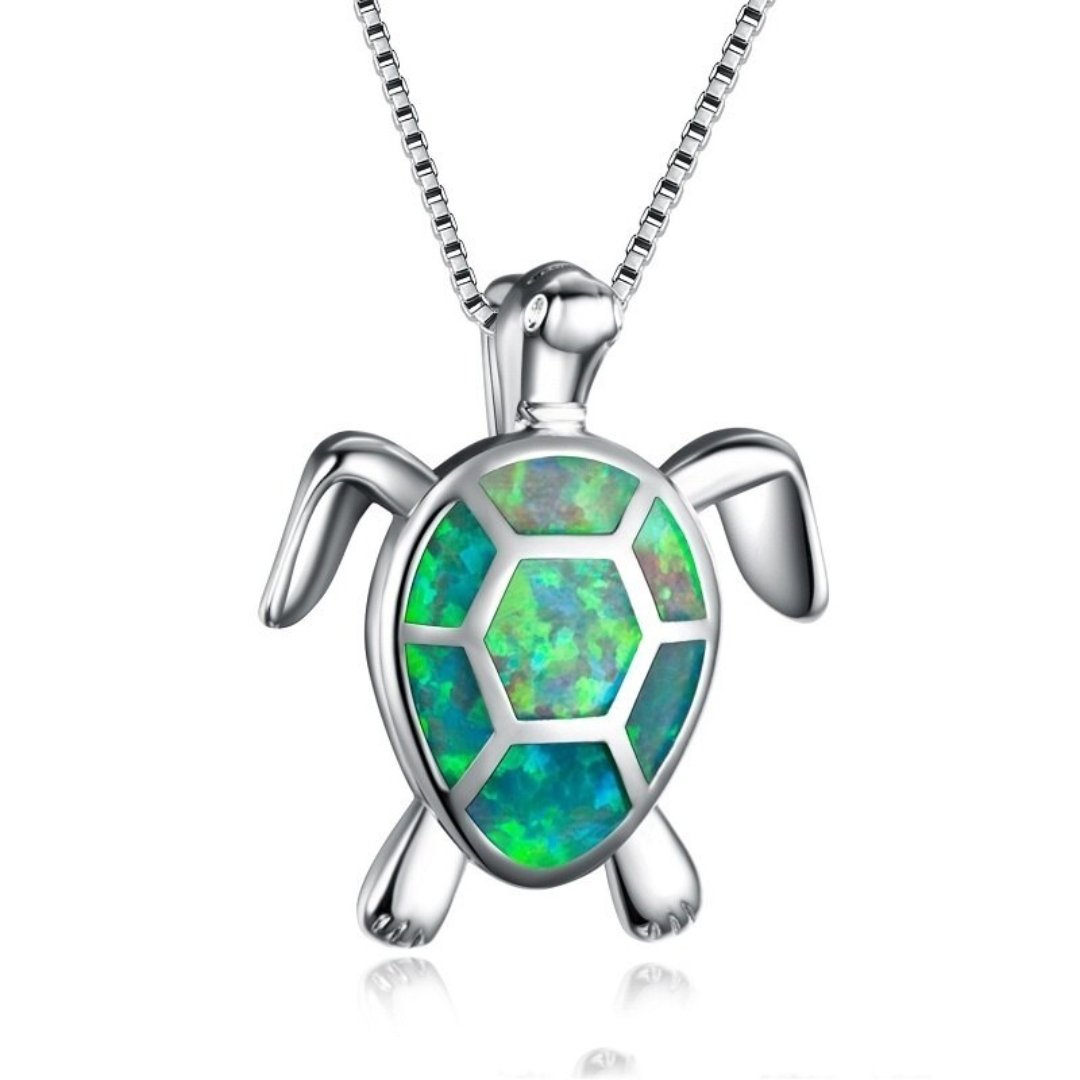 Spirit Turtle Opal Silver Necklace - Necklaces - Pretland | Spiritual Crystals & Jewelry