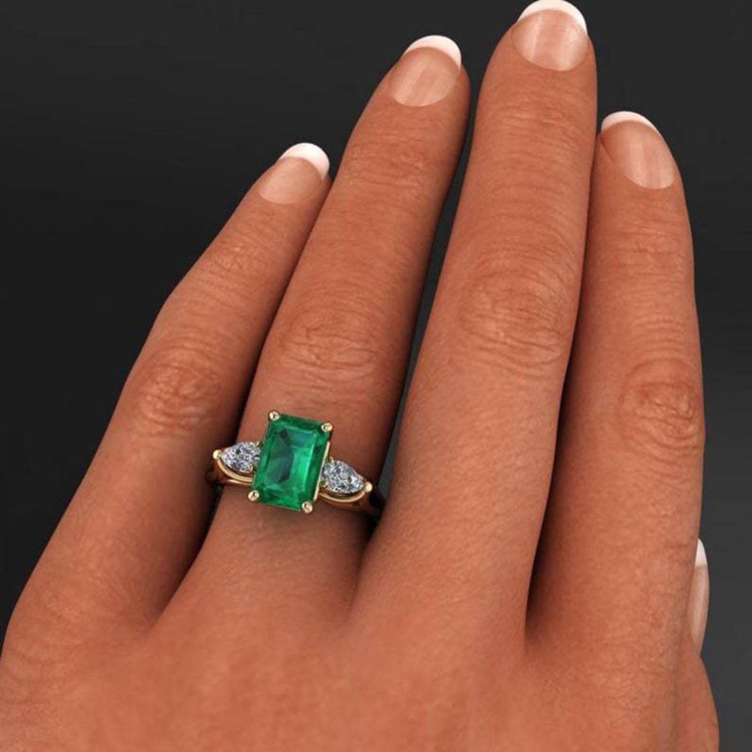 Shiny Emerald 925 Steling Silver Ring - Rings - Pretland | Spiritual Crystals & Jewelry