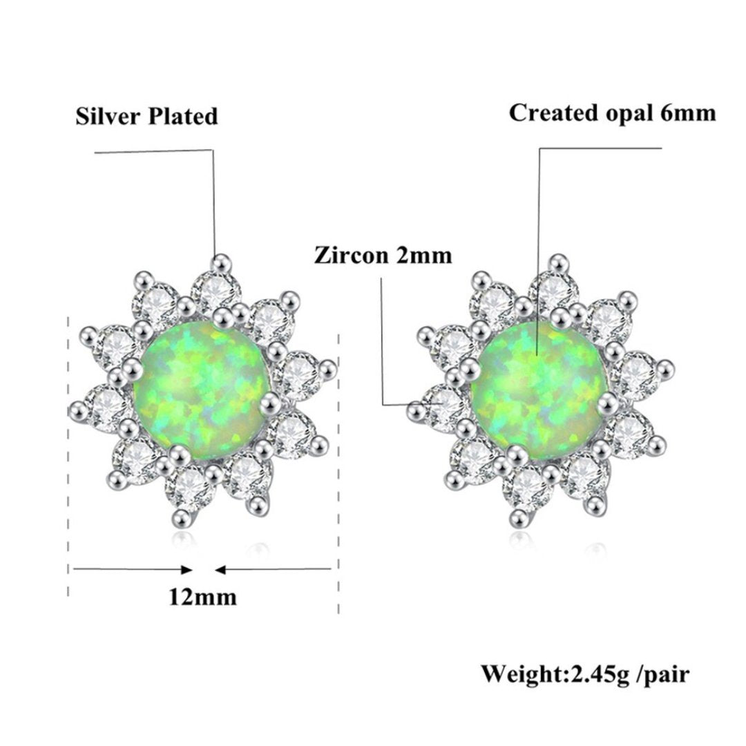 Sunflower Opal Silver Plated Earrings - Stud Earrings - Pretland | Spiritual Crystals & Jewelry