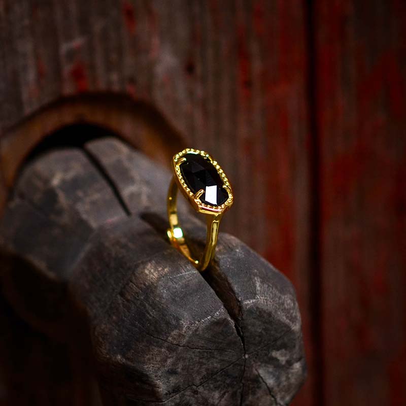 Natural Black Onyx Adjustable Ring - Rings - Pretland | Spiritual Crystals & Jewelry