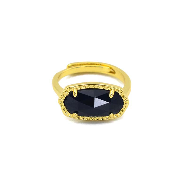 Natural Black Onyx Adjustable Ring - Rings - Pretland | Spiritual Crystals & Jewelry