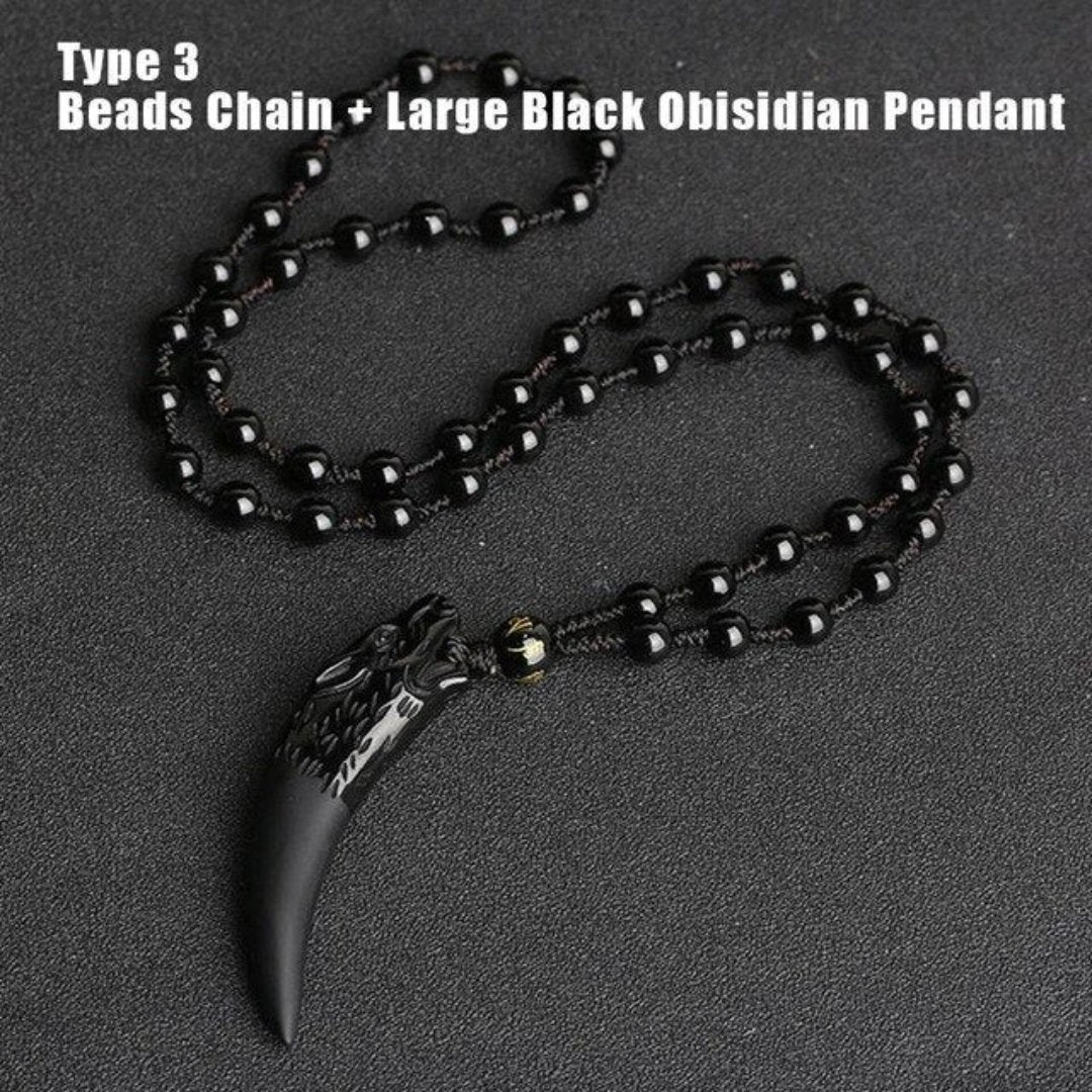 Wolf Courage Obsidian Necklace - Necklaces - Pretland | Spiritual Crystals & Jewelry