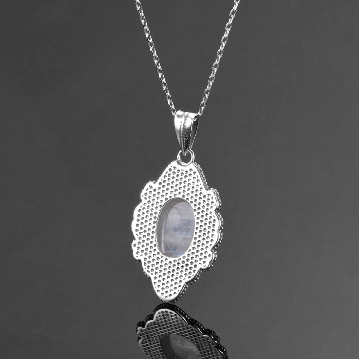 Vintage Natural Moonstone Sterling Silver Necklace - Necklaces - Pretland | Spiritual Crystals & Jewelry