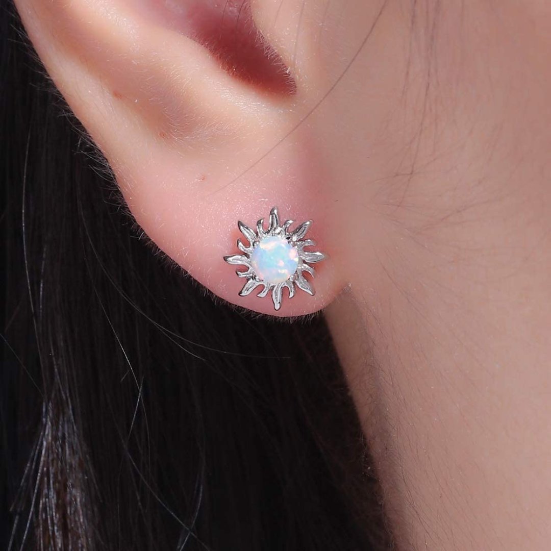 Chic Sunflower Opal Stud Earrings - Stud Earrings - Pretland | Spiritual Crystals & Jewelry
