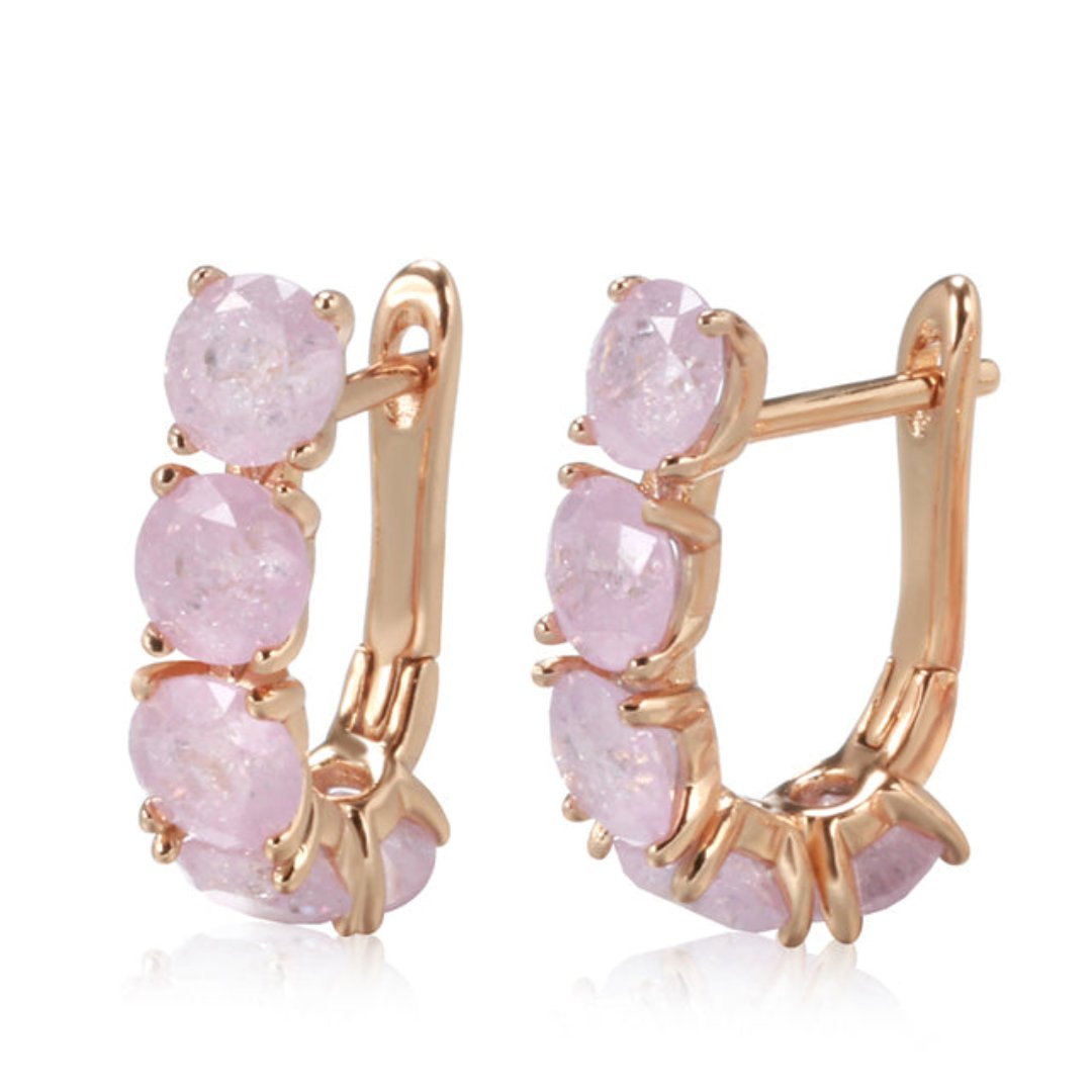 Luxury Zirconia Gold Plated Drop Earrings - Pink - Earrings - Pretland | Spiritual Crystals & Jewelry