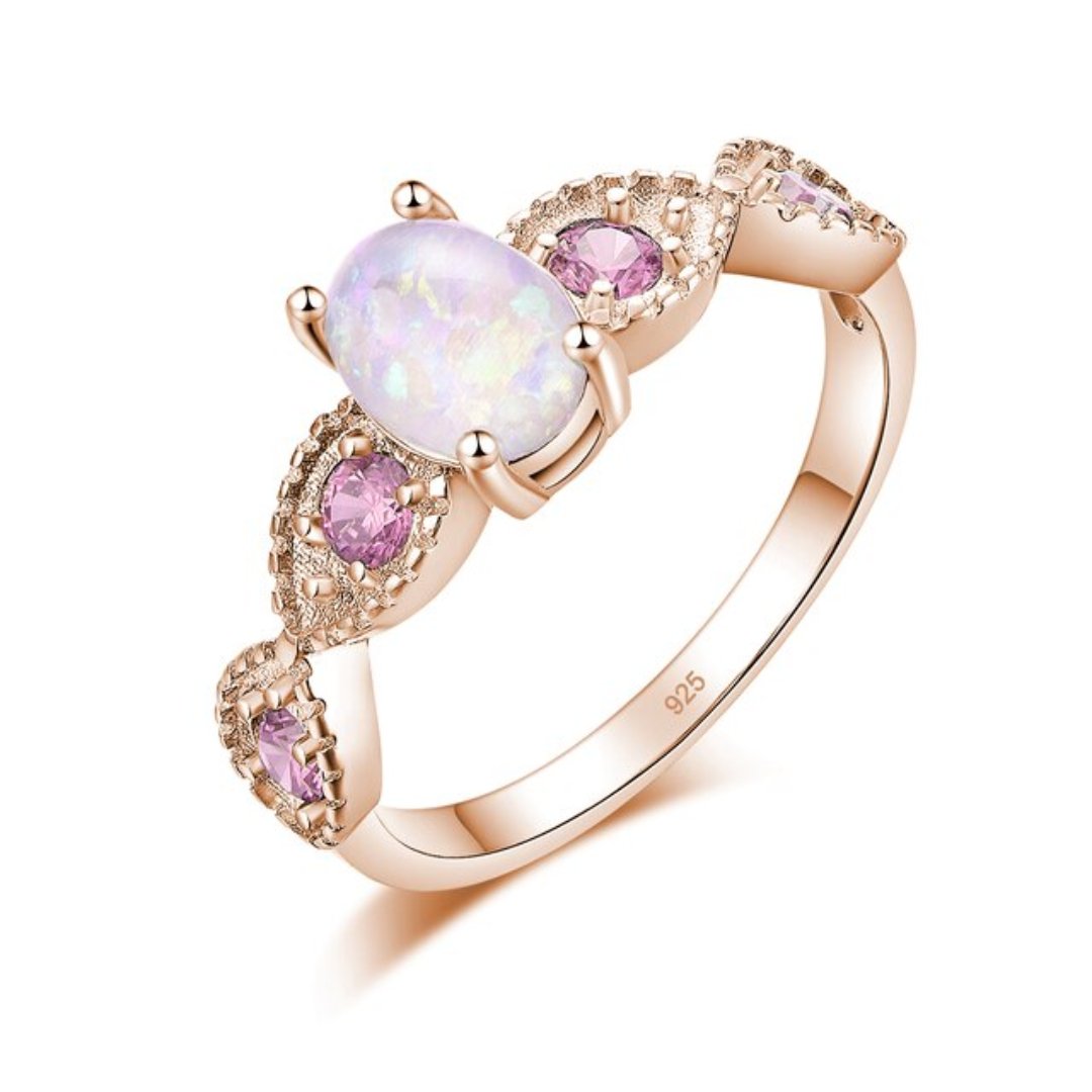 White Fire Opal Rose Gold Ring - Rings - Pretland | Spiritual Crystals & Jewelry