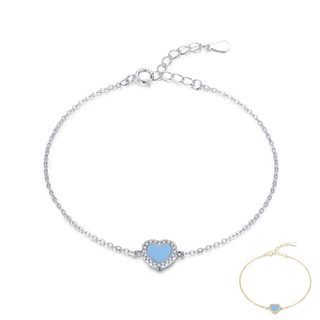 Heart Shape Turquoise 925 Sterling Silver Bracelet - Bracelets - Pretland | Spiritual Crystals & Jewelry