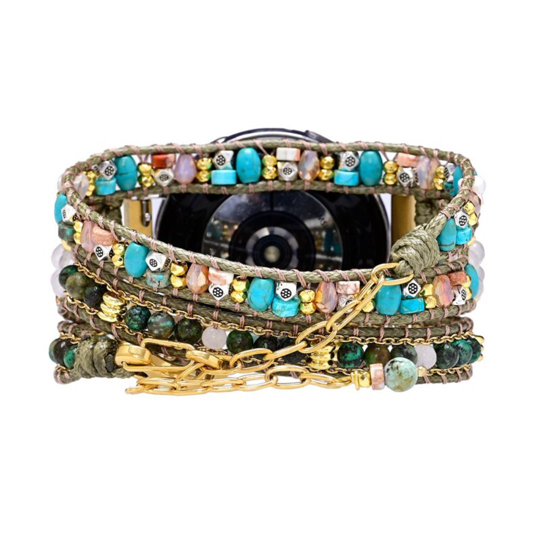 Stylish Green Natural Howlite Samsung Watch Strap - Samsung Watch Straps - Pretland | Spiritual Crystals & Jewelry