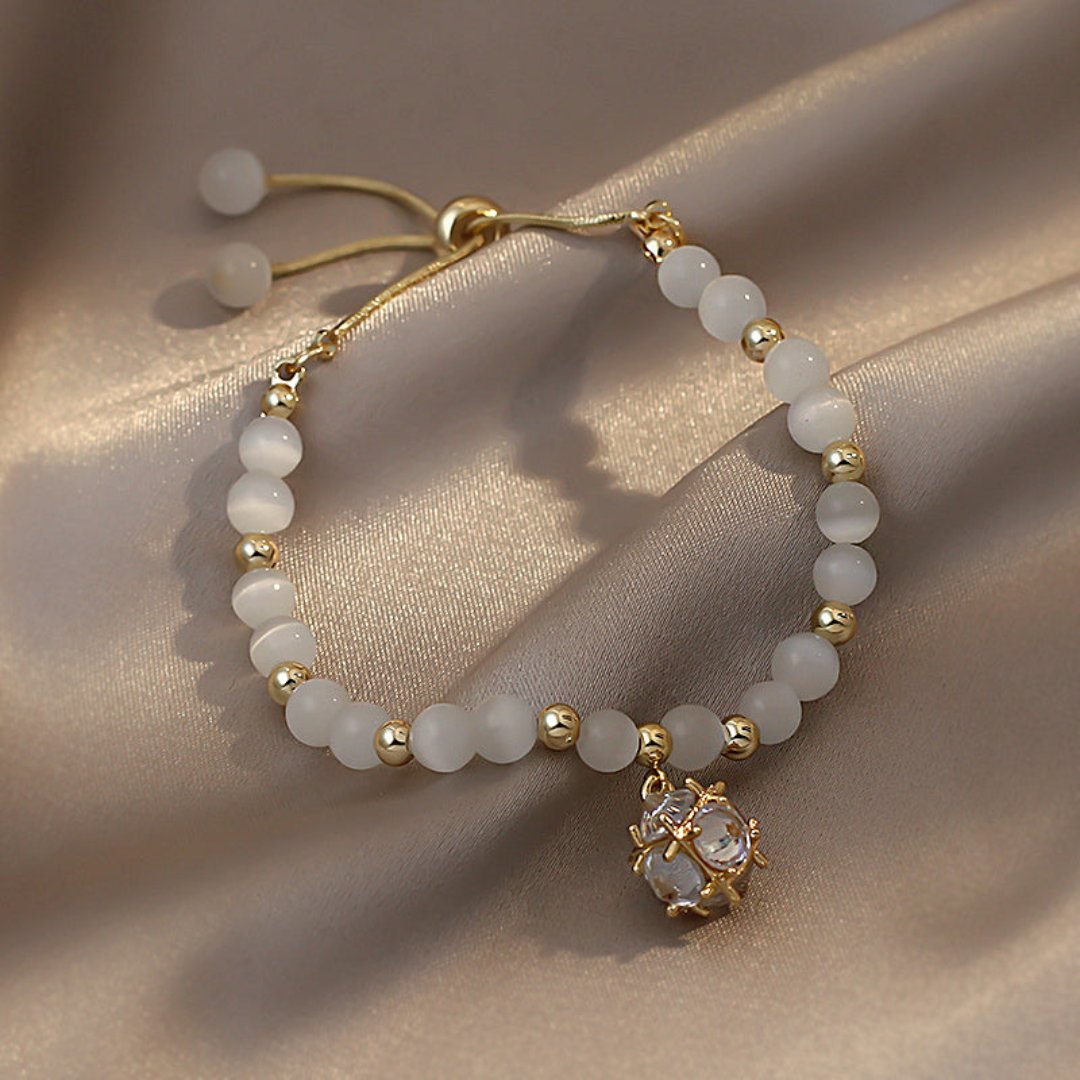 Elegant Opal & Zirconia Charm Bracelet - Bracelets - Pretland | Spiritual Crystals & Jewelry