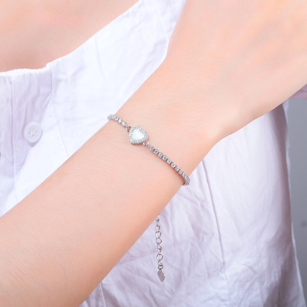 Enchanting Heart Fire Opal Bracelet - Bracelets - Pretland | Spiritual Crystals & Jewelry