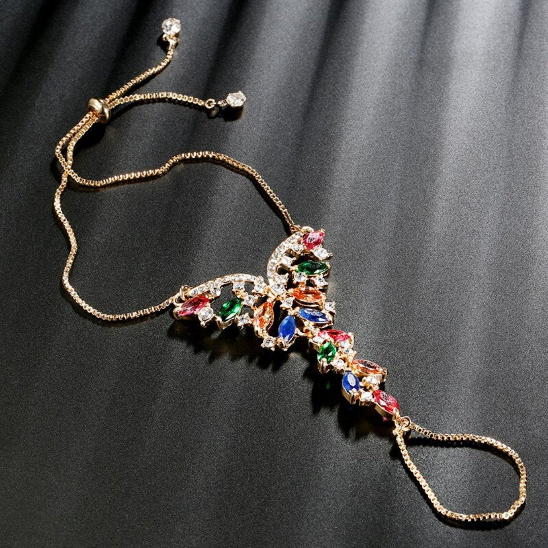 Luxury Indian Style Colorful Zirconia Gold Plated Bracelet - Bracelets - Pretland | Spiritual Crystals & Jewelry