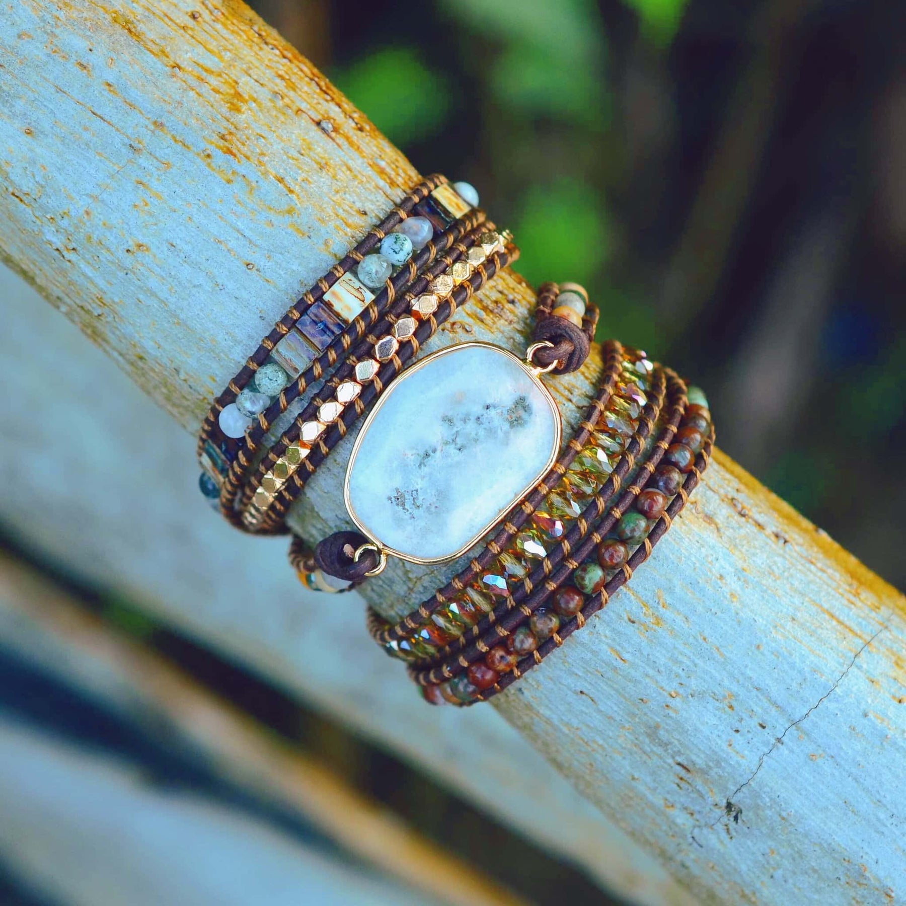Diana Moonlight Agate Wrap Bracelet - Wrap Bracelets - Pretland | Spiritual Crystals & Jewelry