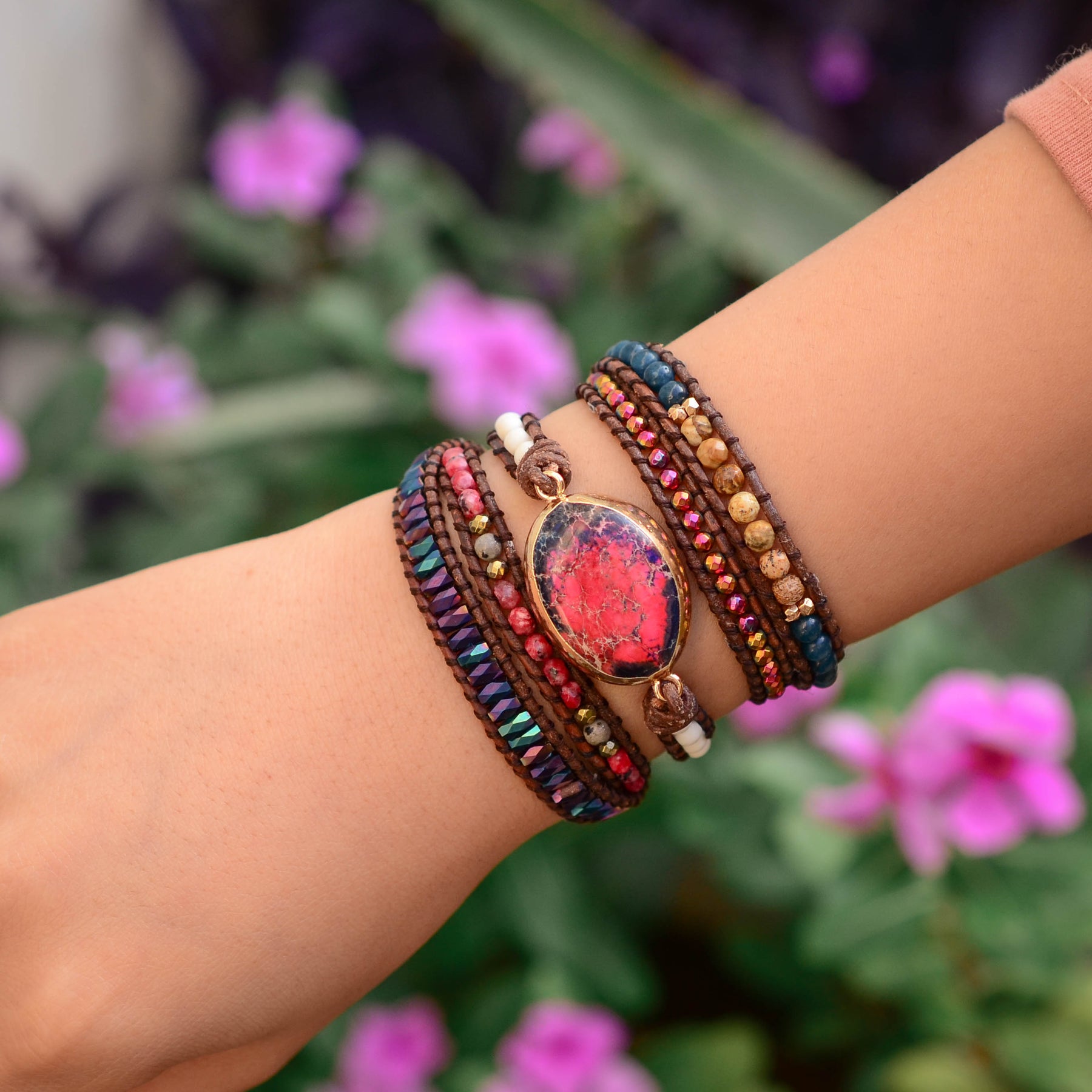 Scarlet Imperial Jasper Bracelet - Wrap Bracelets - Pretland | Spiritual Crystals & Jewelry