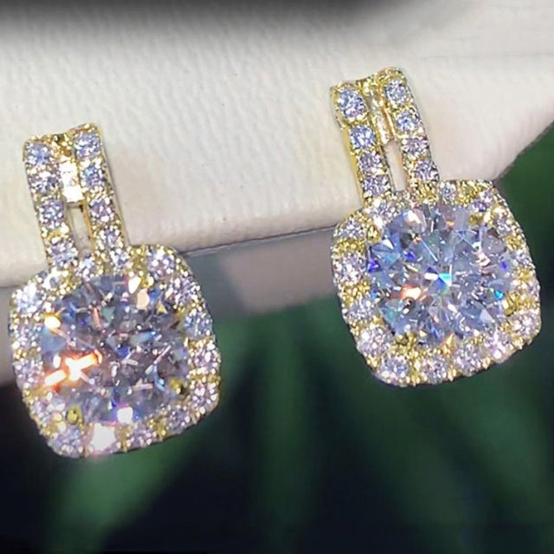 Shining Cubic Zirconia Stud Earrings - Gold - Earrings - Pretland | Spiritual Crystals & Jewelry