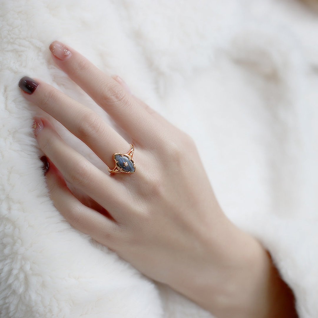 Vintage Star Labradorite 925 Sterling Silver Ring - Rings - Pretland | Spiritual Crystals & Jewelry