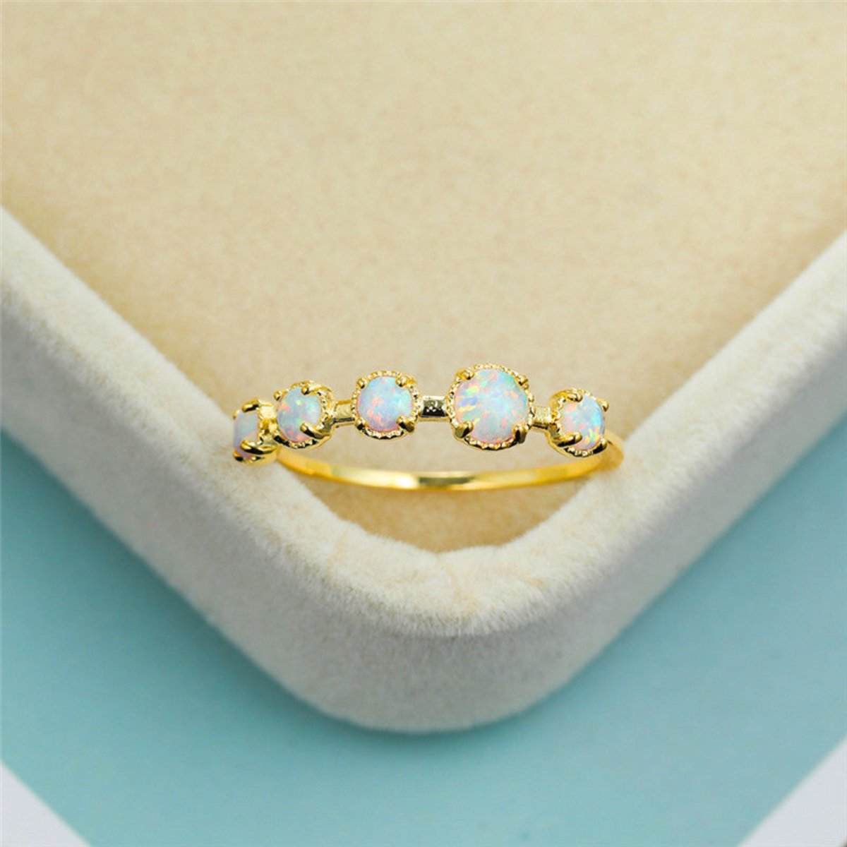Minimalist Gold Plated Opal Stone Ring - Rings - Pretland | Spiritual Crystals & Jewelry