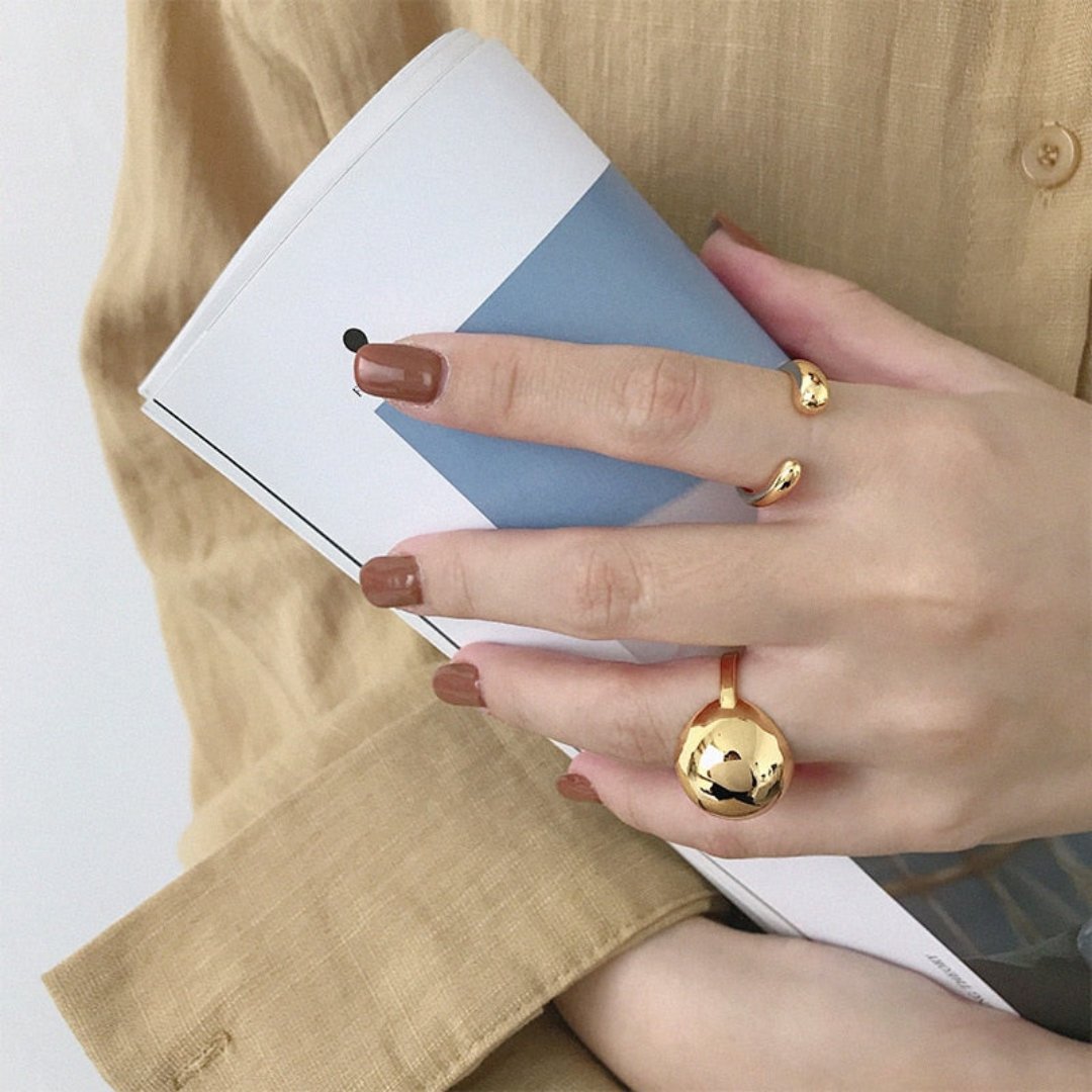Camilla 925 Sterling Silver Adjustable Ring - Gold - Rings - Pretland | Spiritual Crystals & Jewelry