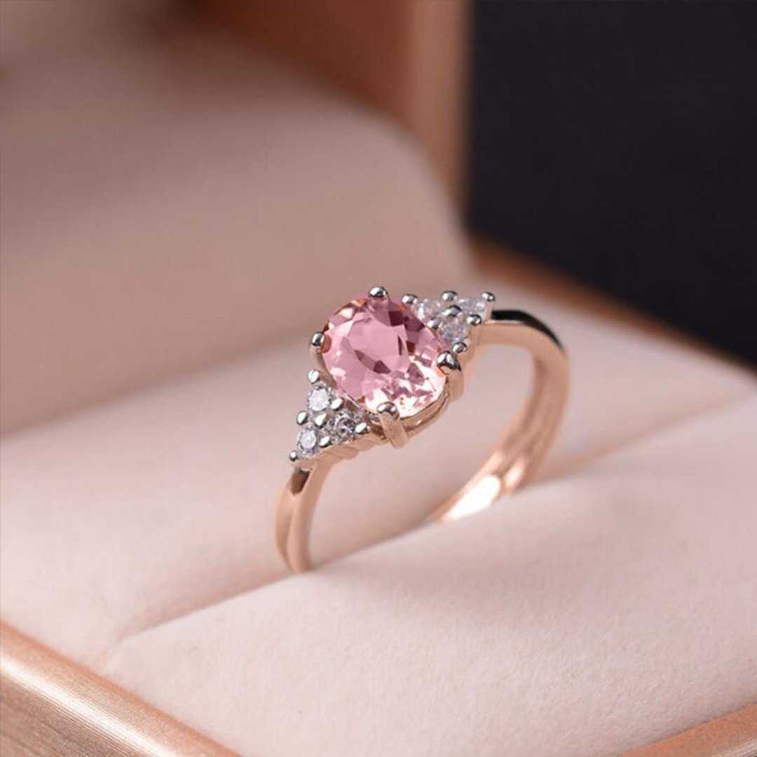 Chic Pink Oval Quartz Ring - Rings - Pretland | Spiritual Crystals & Jewelry