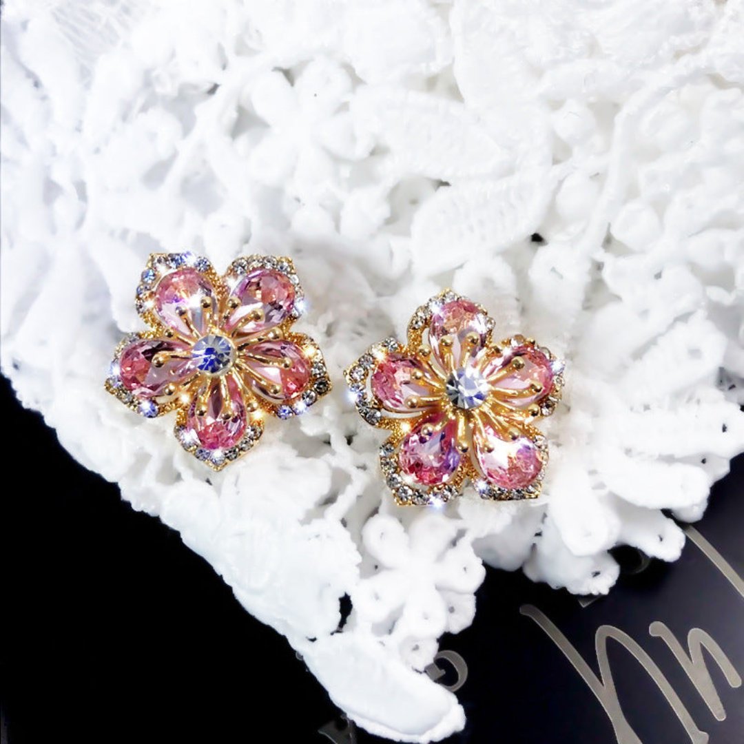 Sweet Flower Zirconia Crystal Earrings - Earrings - Pretland | Spiritual Crystals & Jewelry