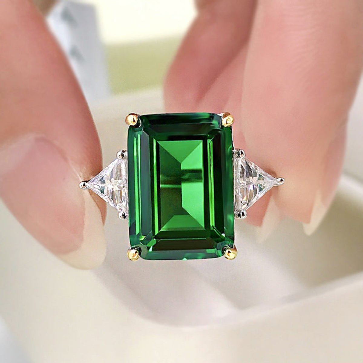 Luxury Emerald Sterling Silver Ring - Rings - Pretland | Spiritual Crystals & Jewelry