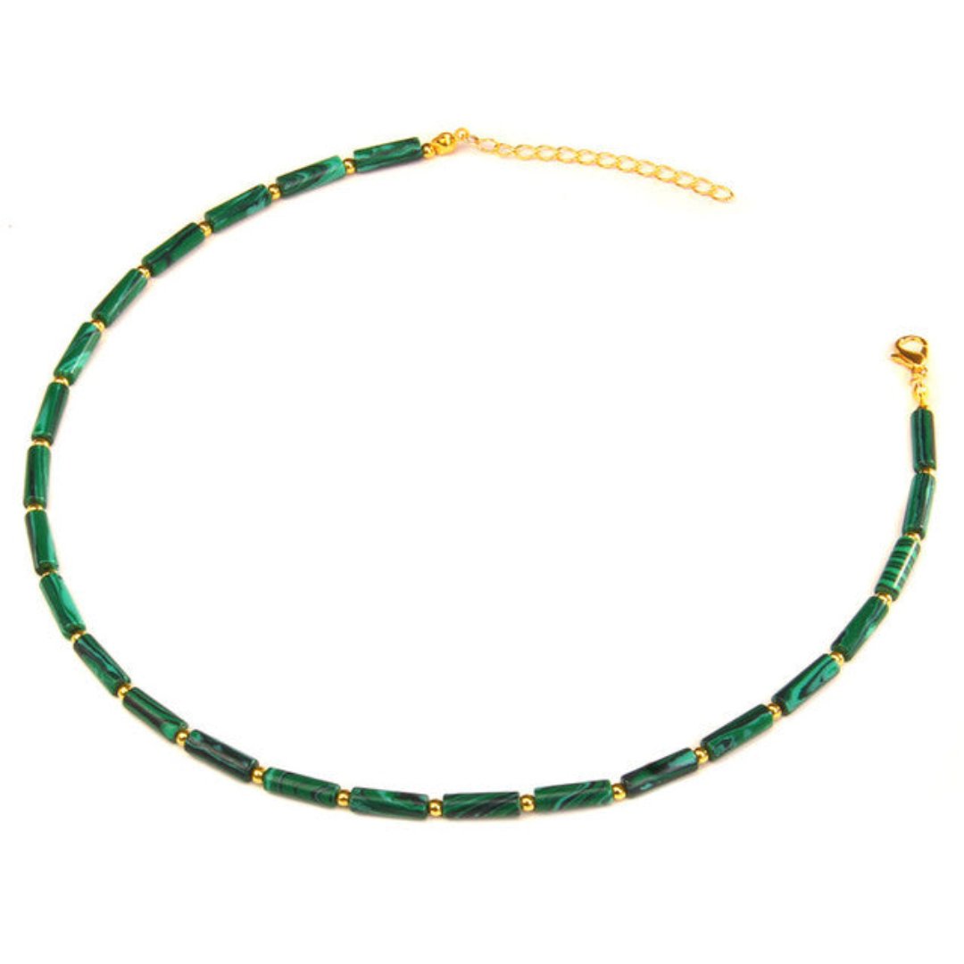 Natural Stone Tube Beads Necklaces - Malachite / 35cm - Necklaces - Pretland | Spiritual Crystals & Jewelry