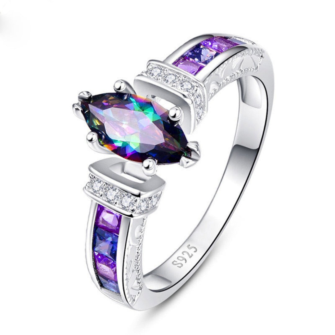 Chic Rainbow Topaz Silver Ring - Rings - Pretland | Spiritual Crystals & Jewelry