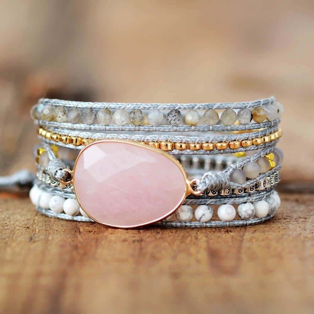 Aphrodite Rose Quartz Bracelet - Wrap Bracelets - Pretland | Spiritual Crystals & Jewelry