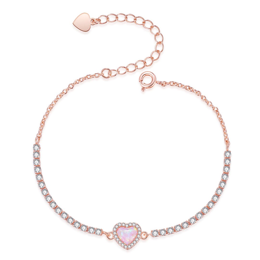Enchanting Heart Fire Opal Bracelet - Pink Opal Rose - Bracelets - Pretland | Spiritual Crystals & Jewelry