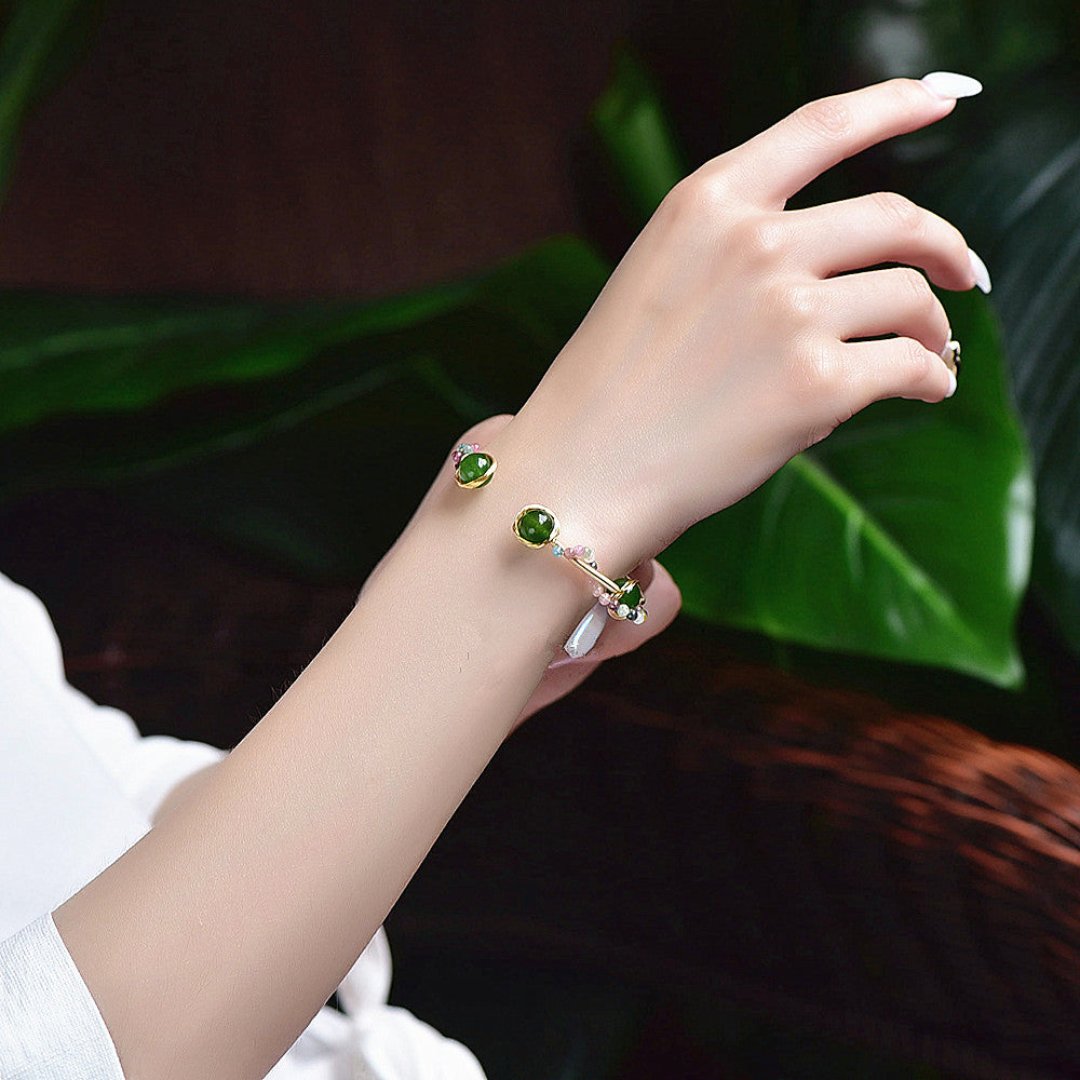 Elegant Tourmaline Chalcedony Bead Bracelet - Bracelets - Pretland | Spiritual Crystals & Jewelry