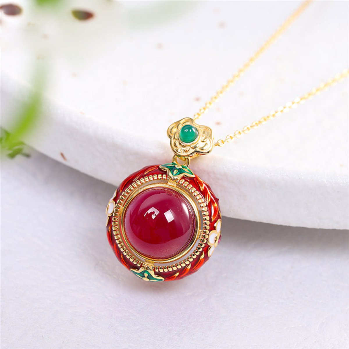 Vintage Red Corundum Sterling Silver Necklace - Necklaces - Pretland | Spiritual Crystals & Jewelry