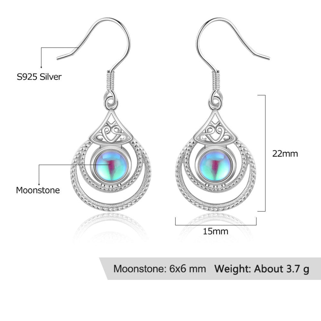Boho Moonstone 925 Sterling Silver Earrings - Drop Earrings - Pretland | Spiritual Crystals & Jewelry