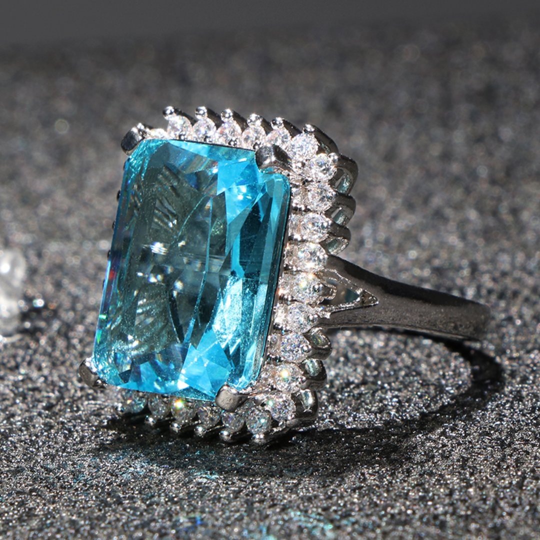 Enchanting Aquamarine 925 Steling Silver Ring - Rings - Pretland | Spiritual Crystals & Jewelry