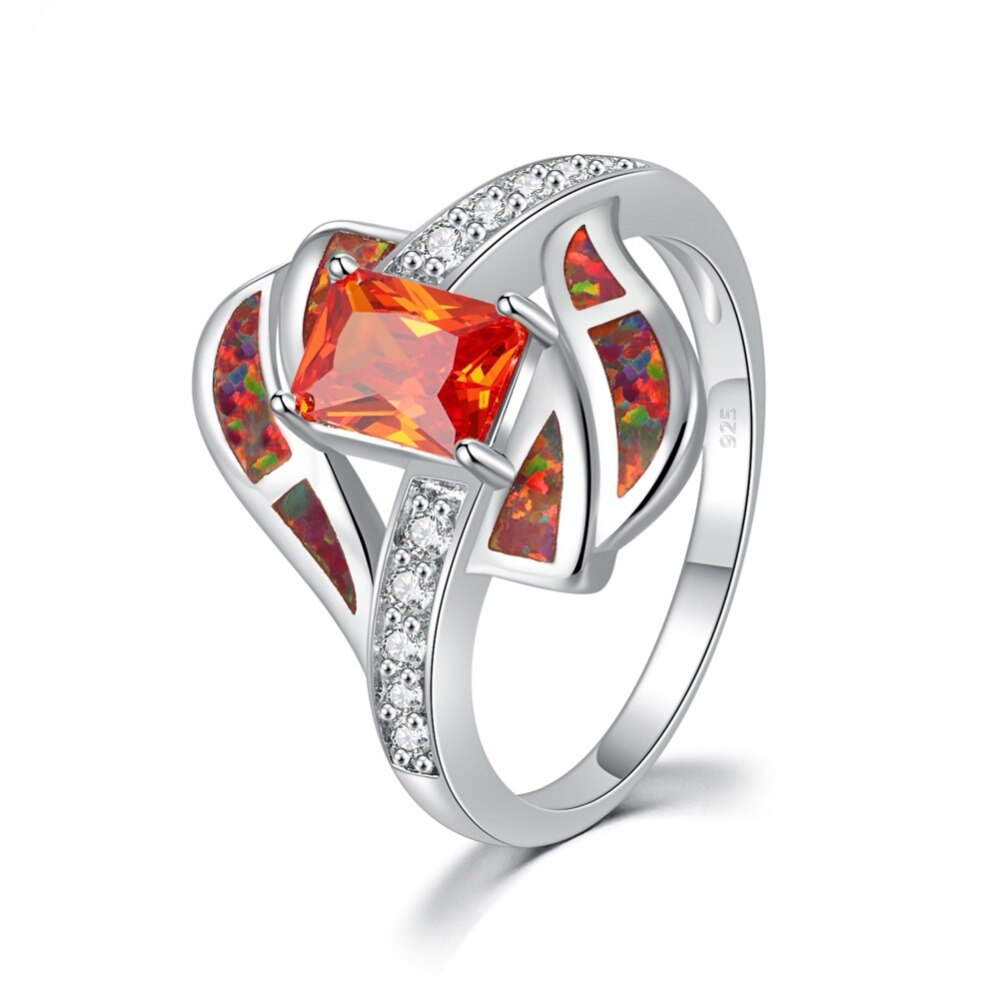 Spiritual Orange Fire Opal Silver Ring - Rings - Pretland | Spiritual Crystals & Jewelry