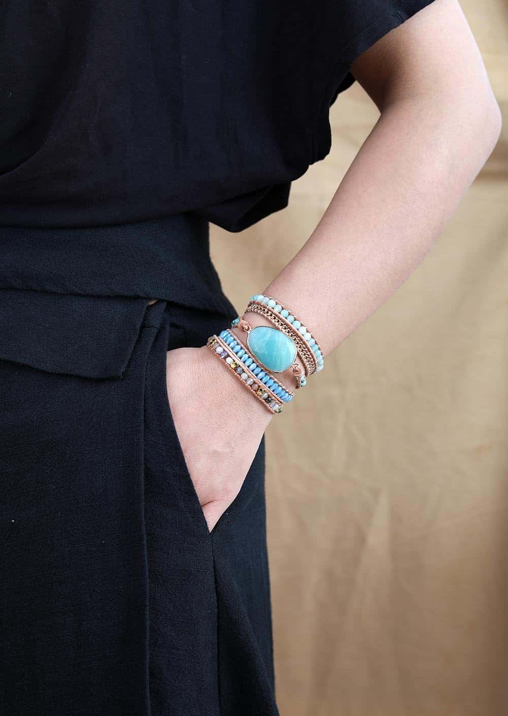 Exclusive Amazonite Wrap Bracelet - Wrap Bracelets - Pretland | Spiritual Crystals & Jewelry