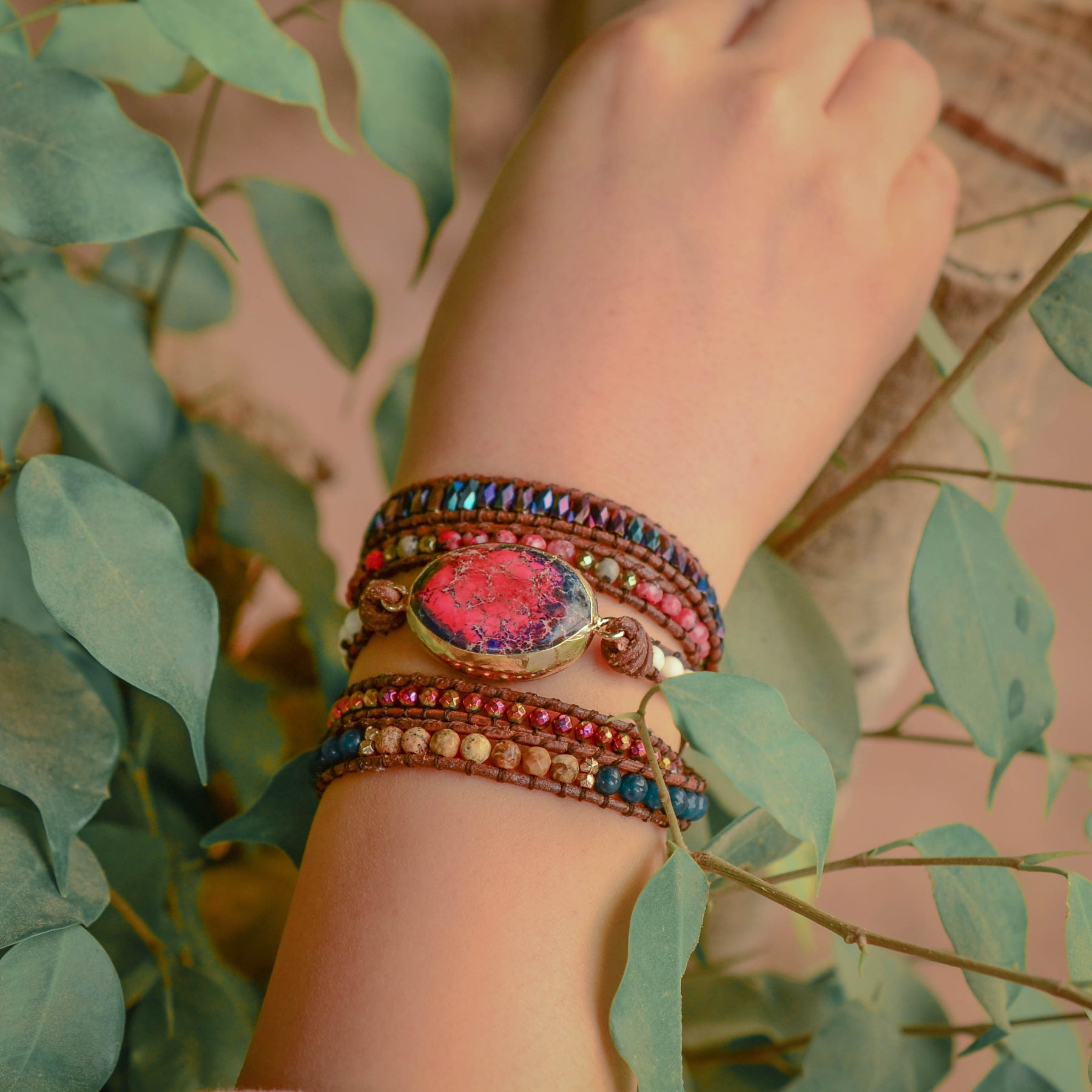 Scarlet Imperial Jasper Bracelet - Wrap Bracelets - Pretland | Spiritual Crystals & Jewelry