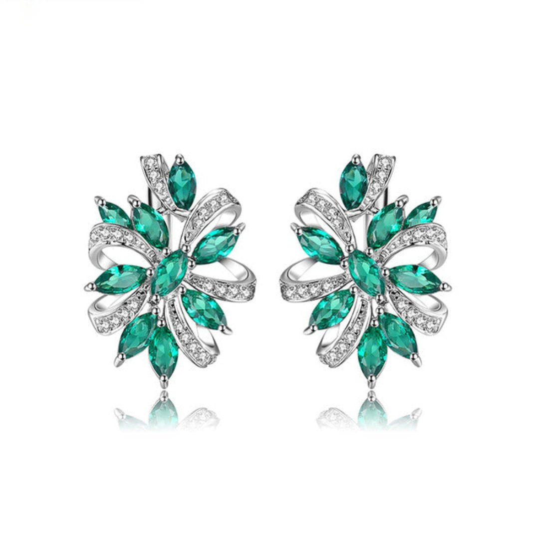 Elegant Emerald 925 Sterling Silver Earrings - Earrings - Pretland | Spiritual Crystals & Jewelry