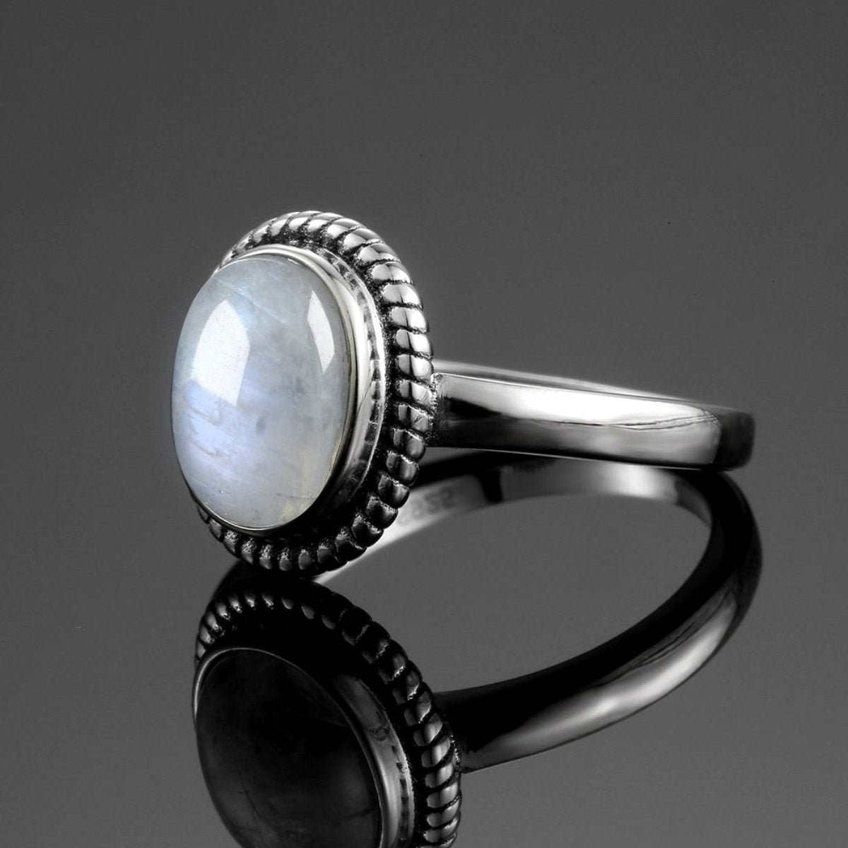 Natural Moonstone Silver Ring - Rings - Pretland | Spiritual Crystals & Jewelry