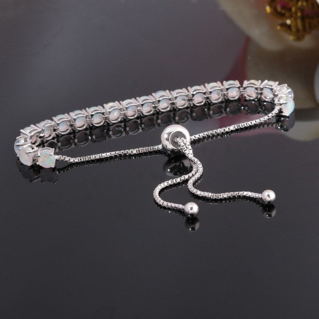 Spiritual White Opal Silver Bracelet - Bracelets - Pretland | Spiritual Crystals & Jewelry