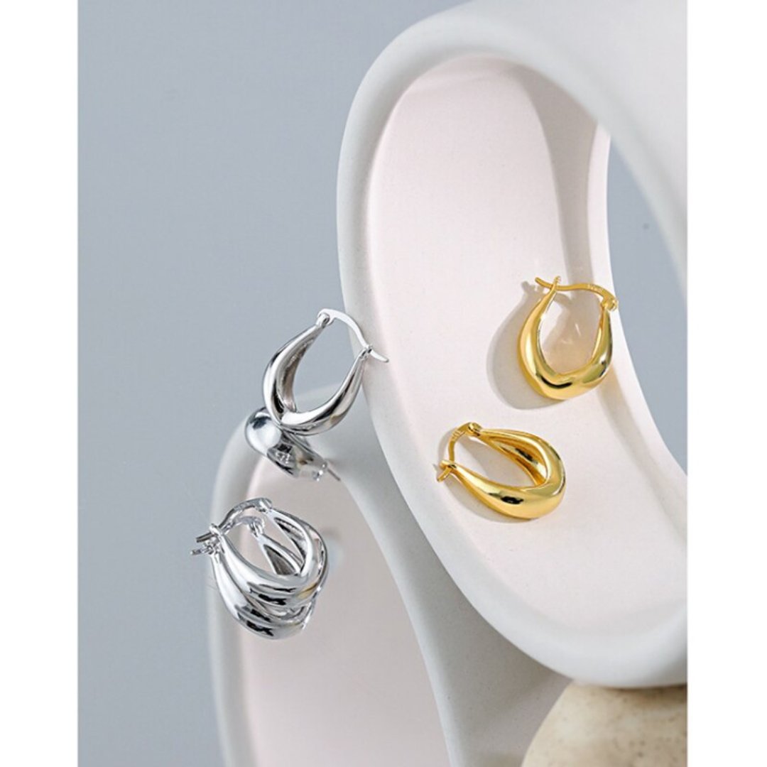 Cassandra 925 Sterling Silver Hoop Earrings - Hoop Earrings - Pretland | Spiritual Crystals & Jewelry