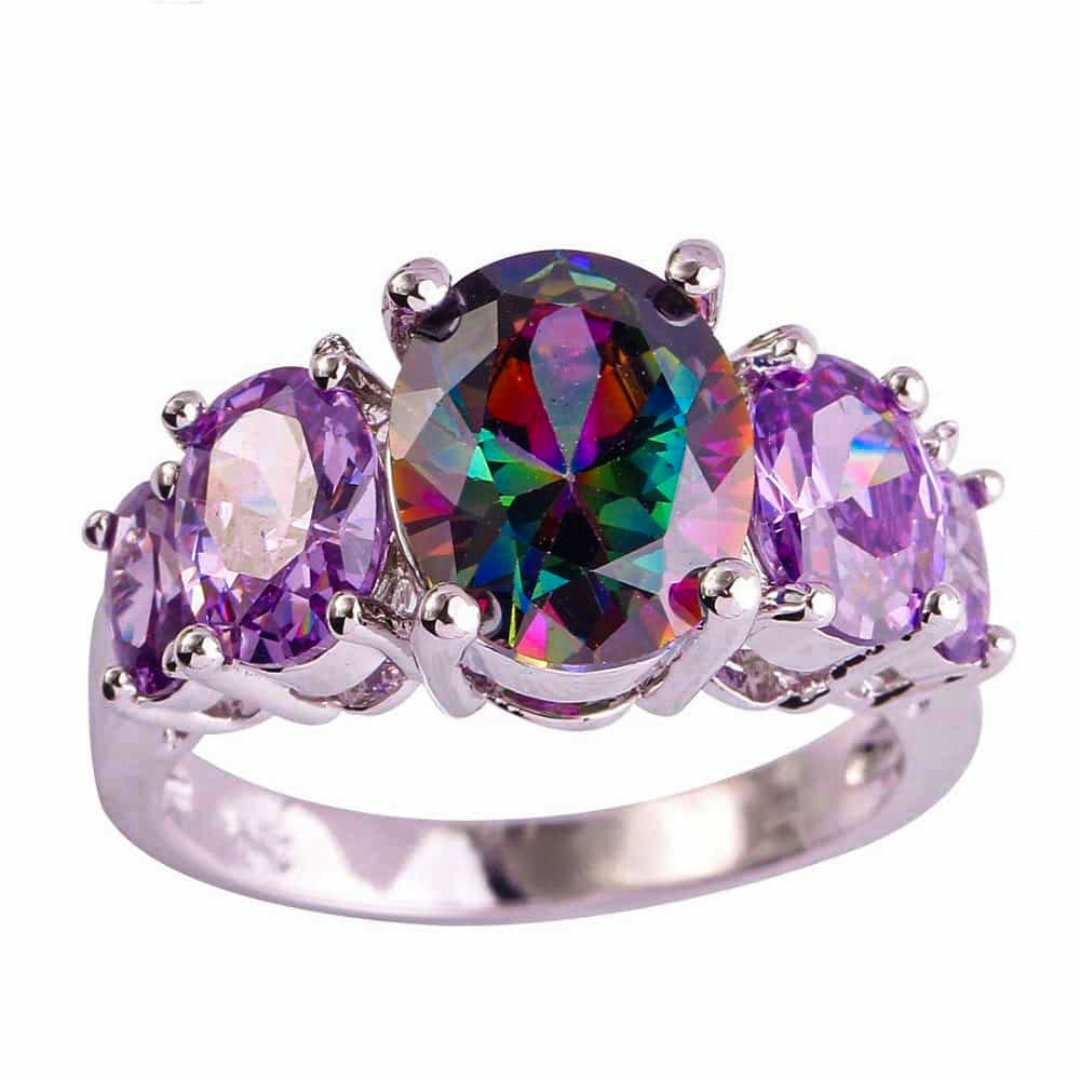 Amethyst & Topaz Silver Ring - Rings - Pretland | Spiritual Crystals & Jewelry