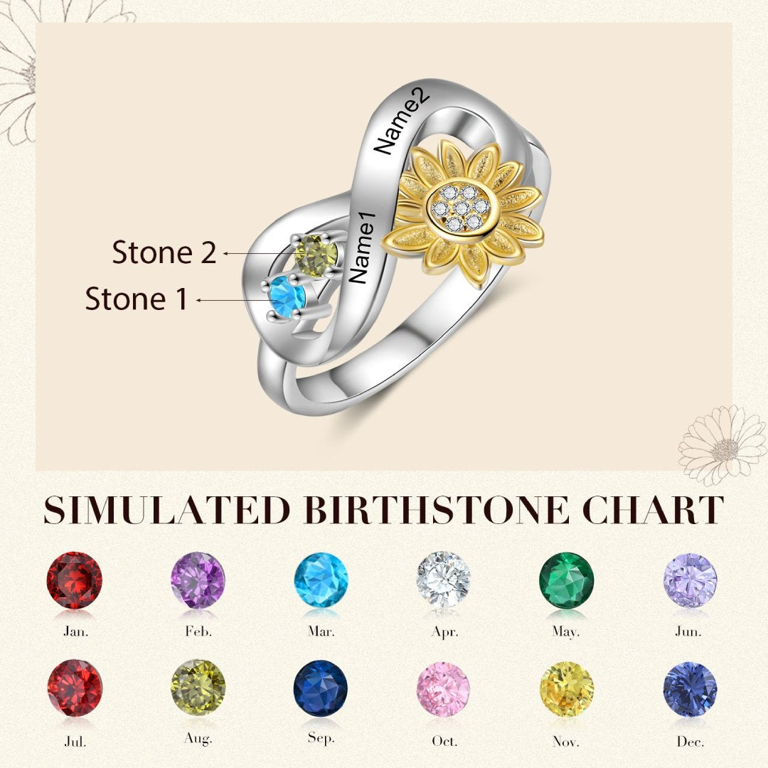 Chic Sunflower Crystal Personalized Ring - Rings - Pretland | Spiritual Crystals & Jewelry