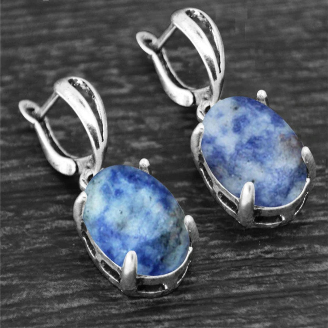 Spiritual Crystal Silver Plated Earrings - Natural River Stone - Earrings - Pretland | Spiritual Crystals & Jewelry