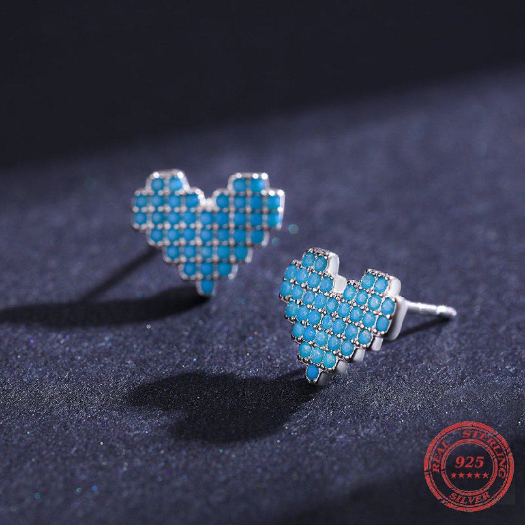 Turquoise Heart 925 Sterling Silver Stud Earrings - Earrings - Pretland | Spiritual Crystals & Jewelry