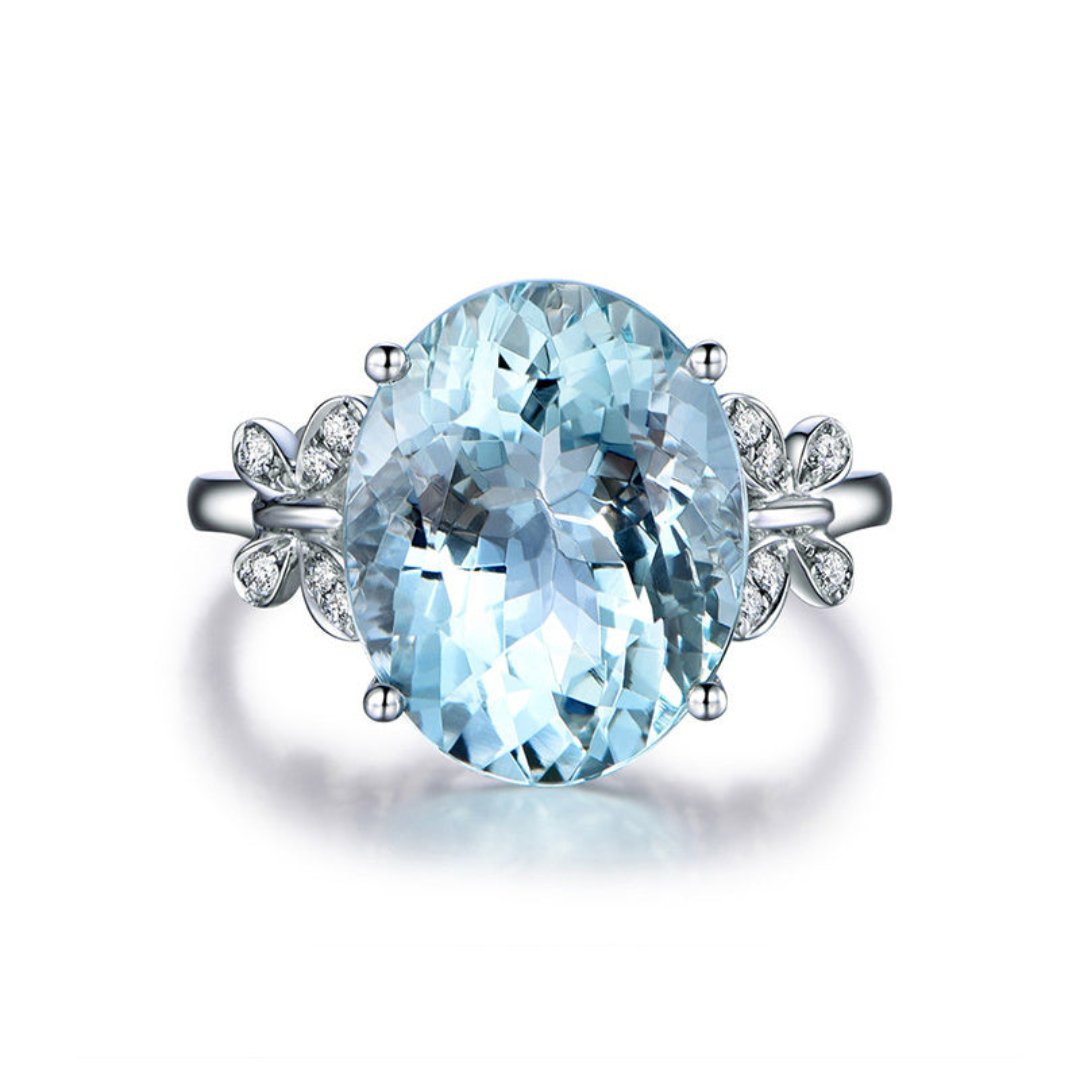 Vintage Butterfly Aquamarine Sterling Silver Ring - Rings - Pretland | Spiritual Crystals & Jewelry