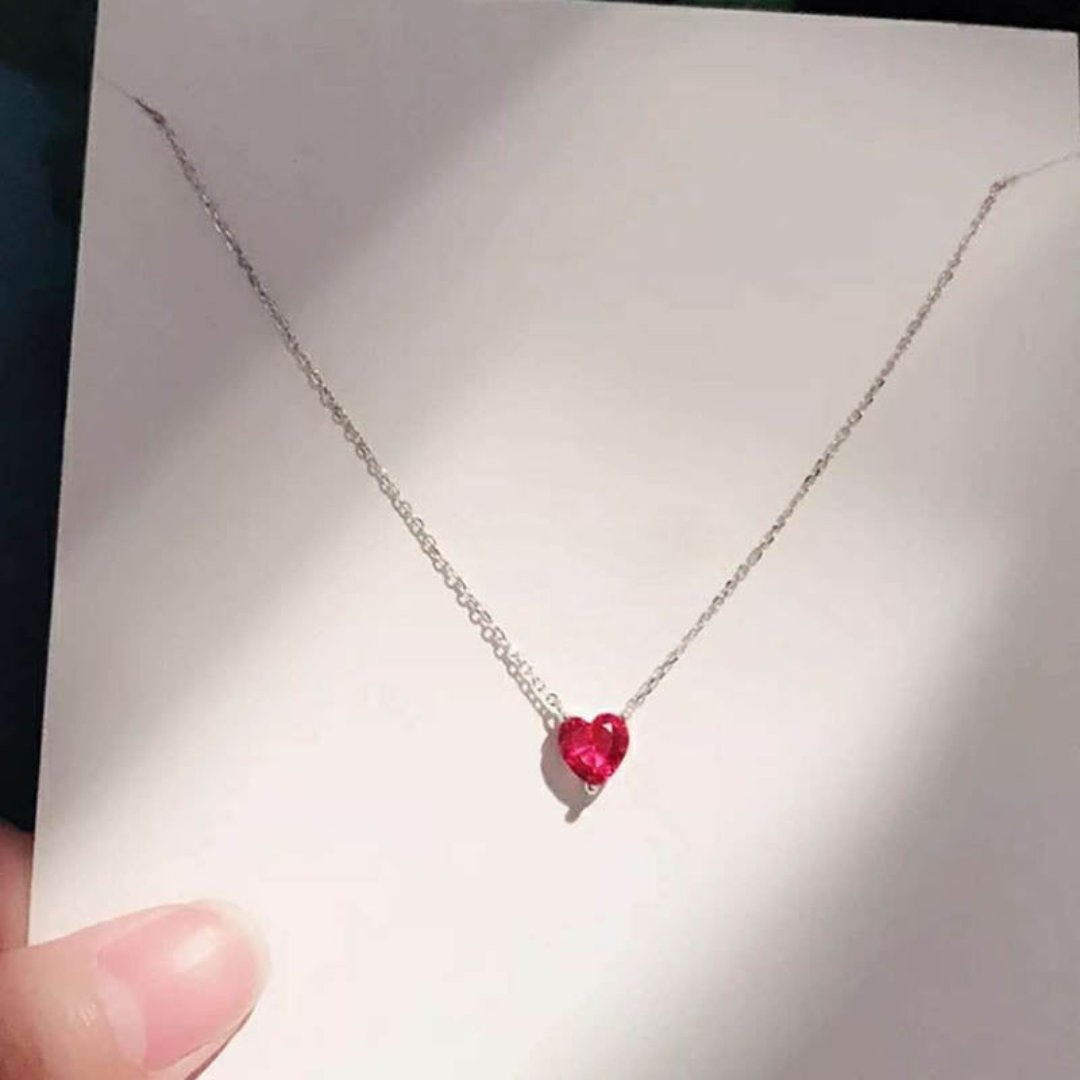 Heart Shape Garnet 925 Sterling Silver Necklace - Necklaces - Pretland | Spiritual Crystals & Jewelry