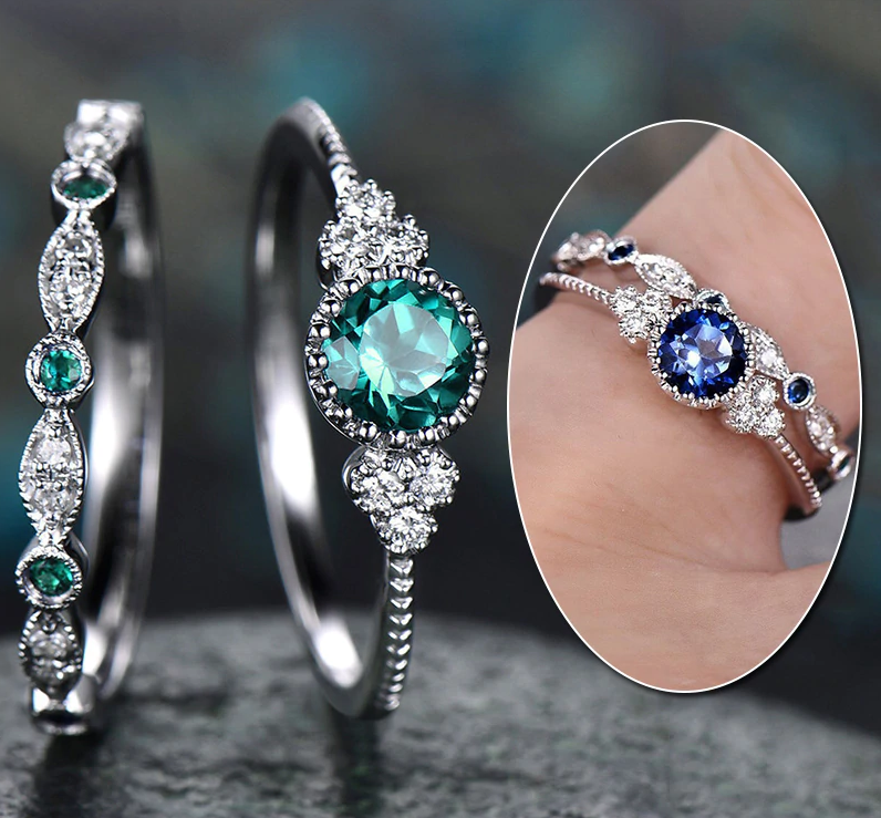 Luxury Zirconia Ring Set - Rings - Pretland | Spiritual Crystals & Jewelry