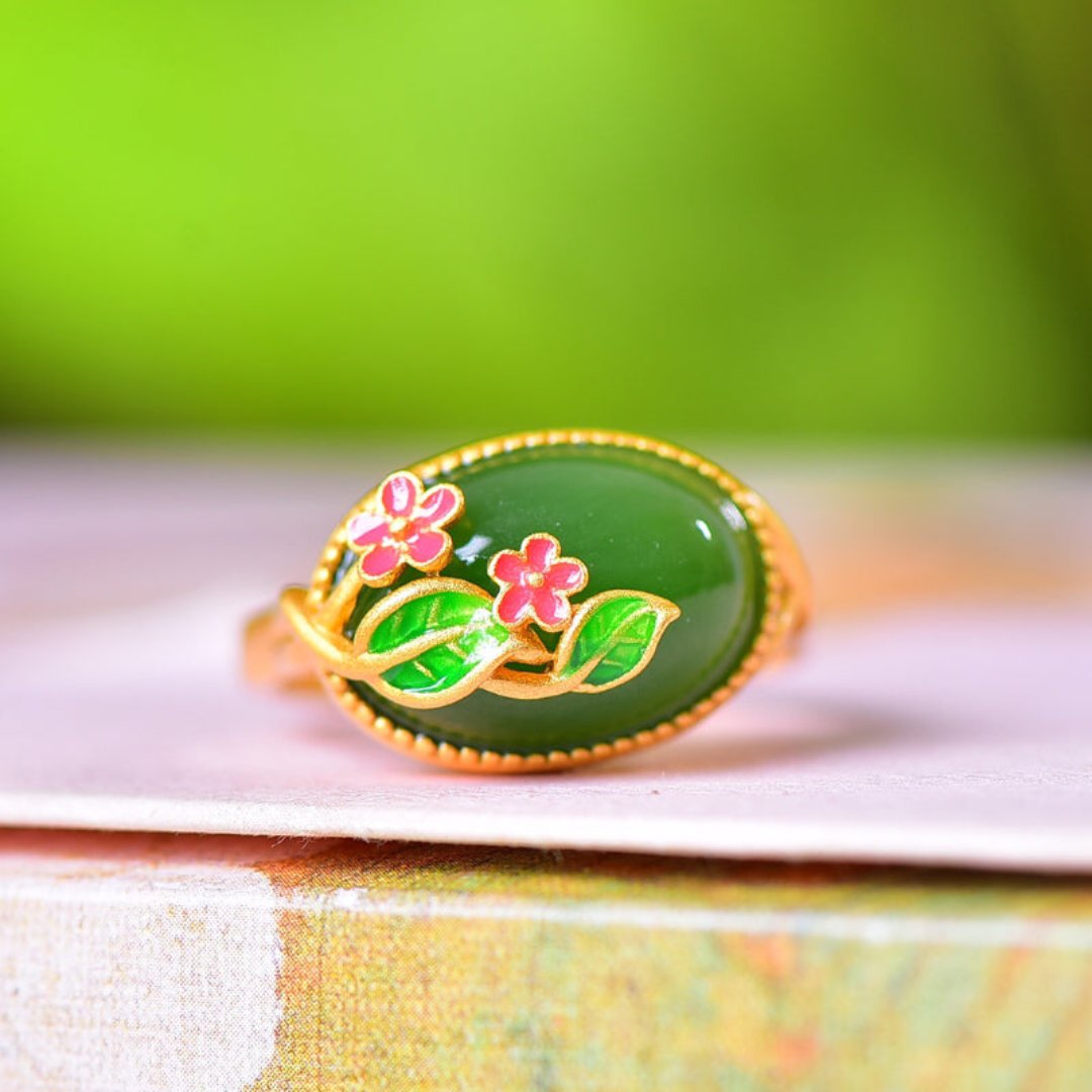Pretty Flowers Chalcedony Adjustable Ring - Rings - Pretland | Spiritual Crystals & Jewelry