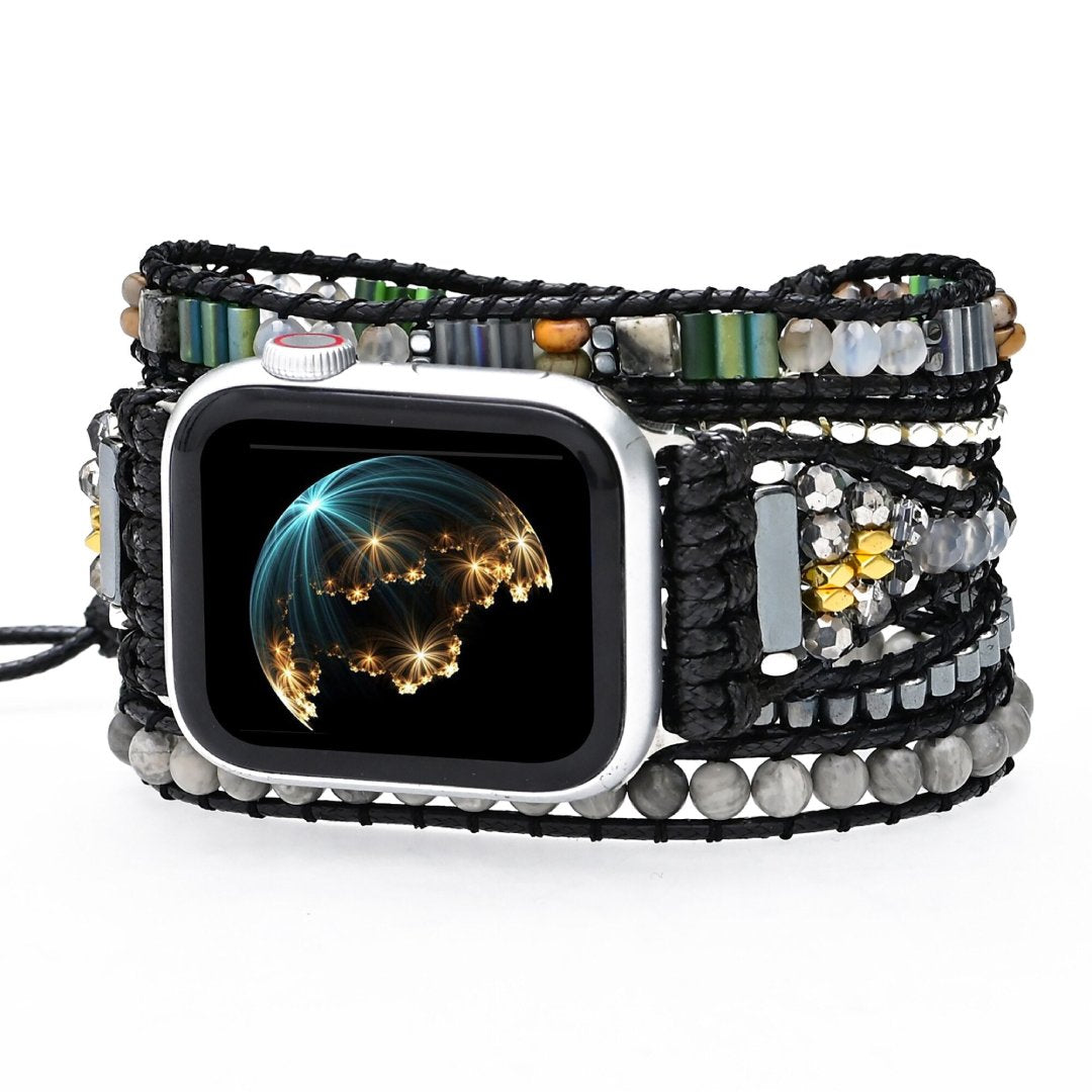 Mysterious Moonstone Black Apple Watch Strap - Apple Watch Straps - Pretland | Spiritual Crystals & Jewelry